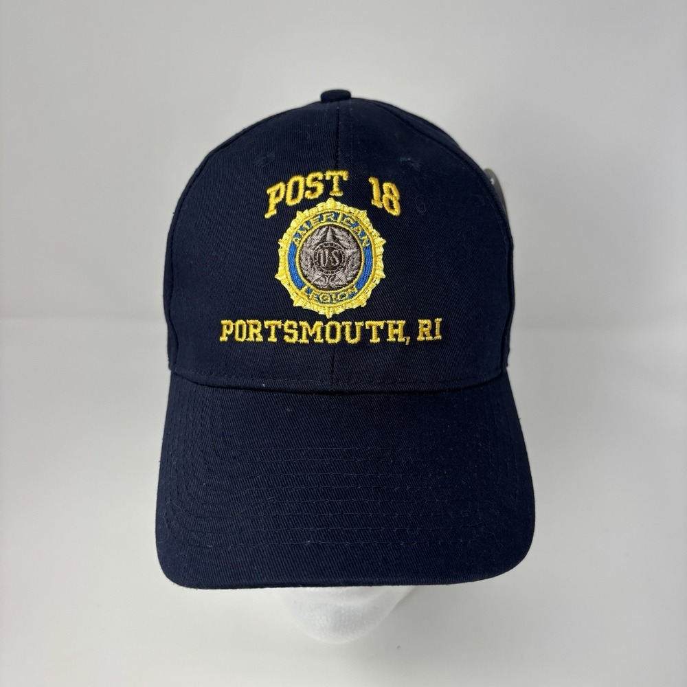 American Legion NWT Post 18 Portsmouth RI Bayside Navy Blue Hook & Loop Ball Cap